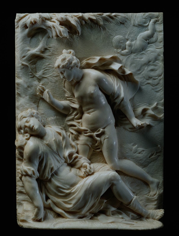 Venus and Adonis, ivory, 1675, 18.1 x 12.5 cm