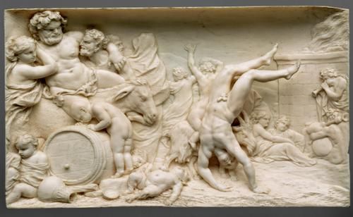 Ivory relief. Bacchanal. Vienna 1684. 13.9  x  23.6 cm.  Kunsthistorisches Museum Wien. Kunstkammer.