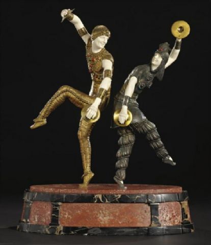 Russian Dancers, 1928, Gilt, cold-painted and ivory