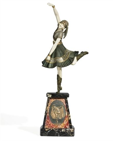 Cossack dancer figure, cold-painted, gilt-bronze and ivory 22,5 x 0 in. / 57,2 x 0 cm. 1925 - class=