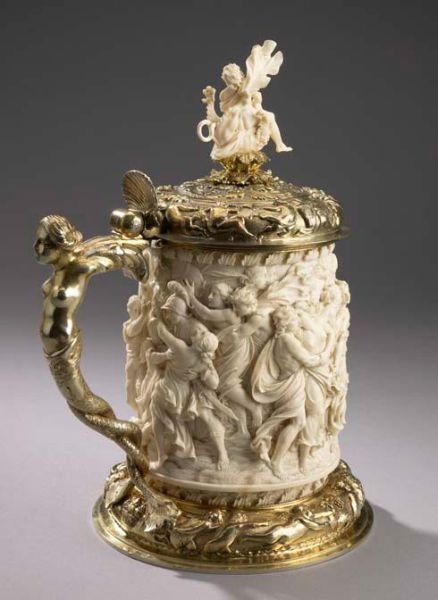 Elhafen, Tankard. The Abduction of the Sabine Women and Samson and the Lion. 1697. The Thomson Collection.