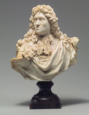 Bust of a Nobleman, ca. 1695-1700, France or Italy, elephant ivory; H. 5 5/8 in. (14.3 cm)