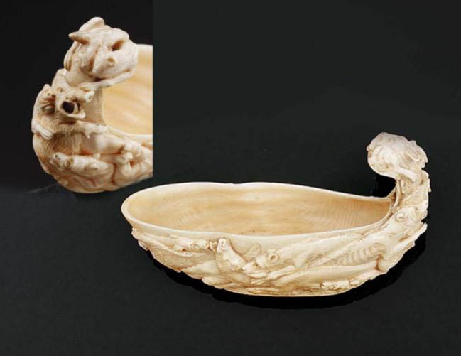 Â A rare, south German ivory hunting cup, ca. 1670-80
