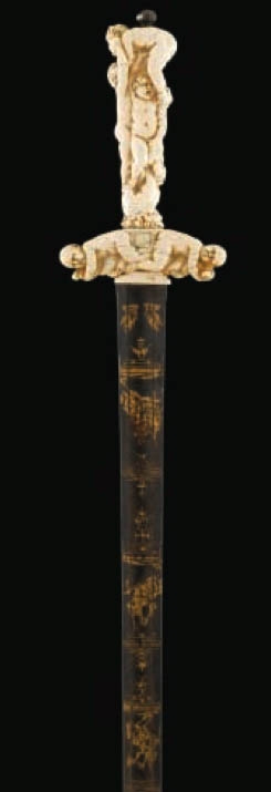 Carved ivory hilt, last quarter of the 17th century