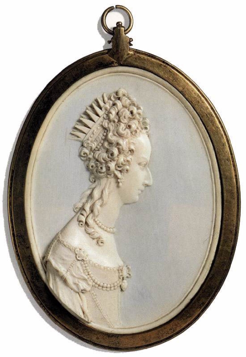 Portrait of Princess Violante of Bavaria, Ivory Relief, 1689, 10.5 x 7.8 cm