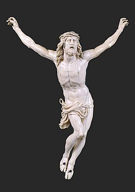 Crucifix, 1621, Ivory, h. 49 cm Private collection,photo: conseil général du val d'oise - conservation des antiquités et objetsd'art, a. maugin