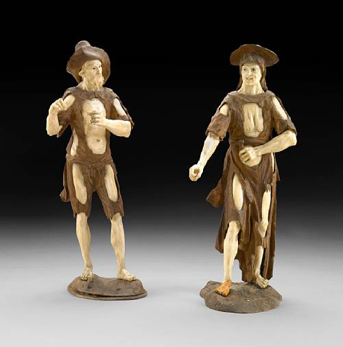 Peasants, mid 18th century, ivory and boxwood